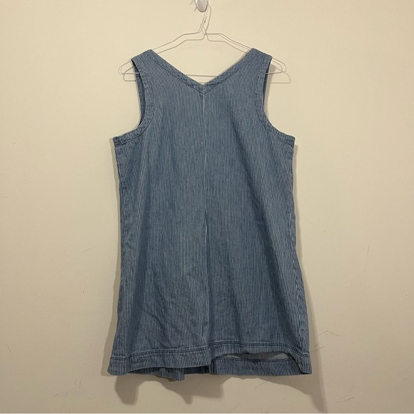 Old Navy Women's Denim Blue Striped Dress Overall Sleeveless Button Front Sz L - Picture 12 of 16